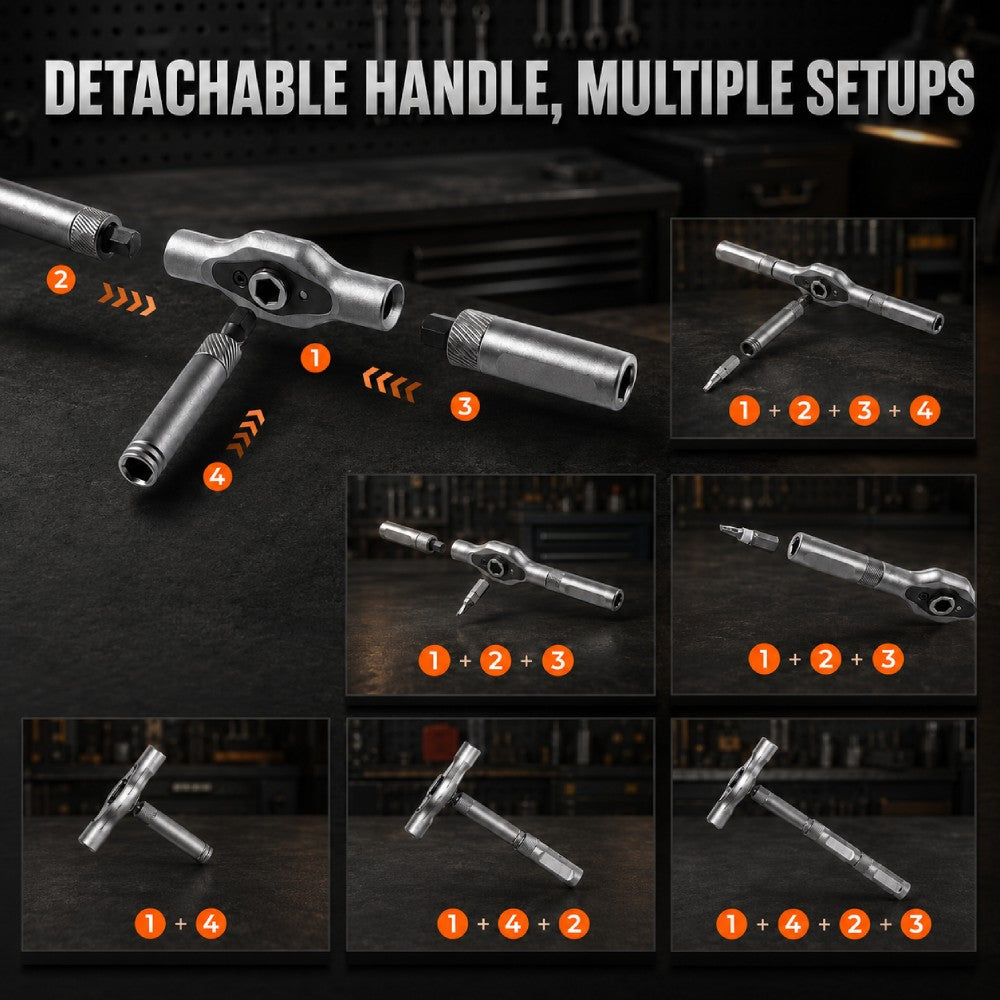 AXVANE 5-in-1 multiple handle setups for tight spaces and high torque